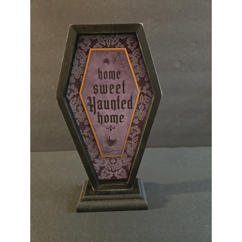 Halloween Ashland "Home Sweet Haunted Home" Coffin Spider Framed Decoration